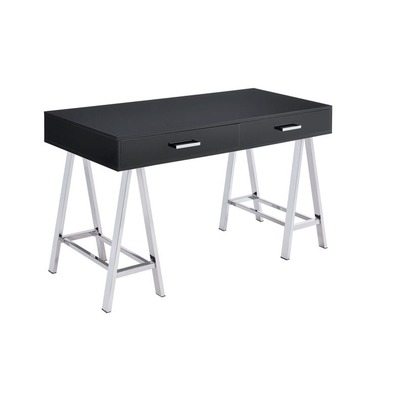 Coleen Desk, Black High Gloss & Chrome 92227