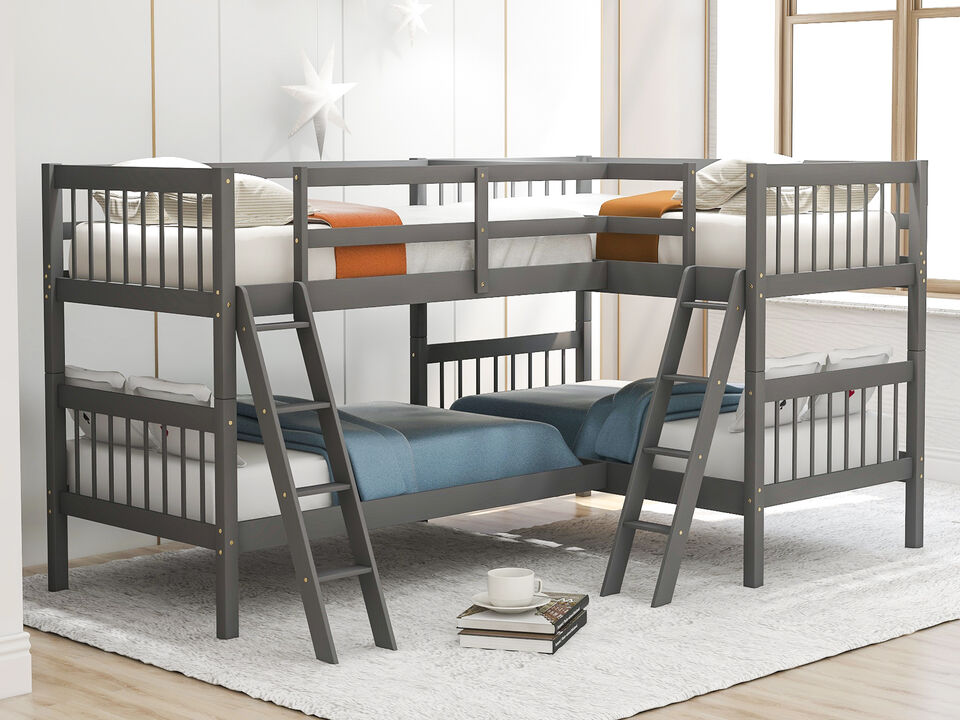 Merax L-Shaped Bunk Bed with Ladder