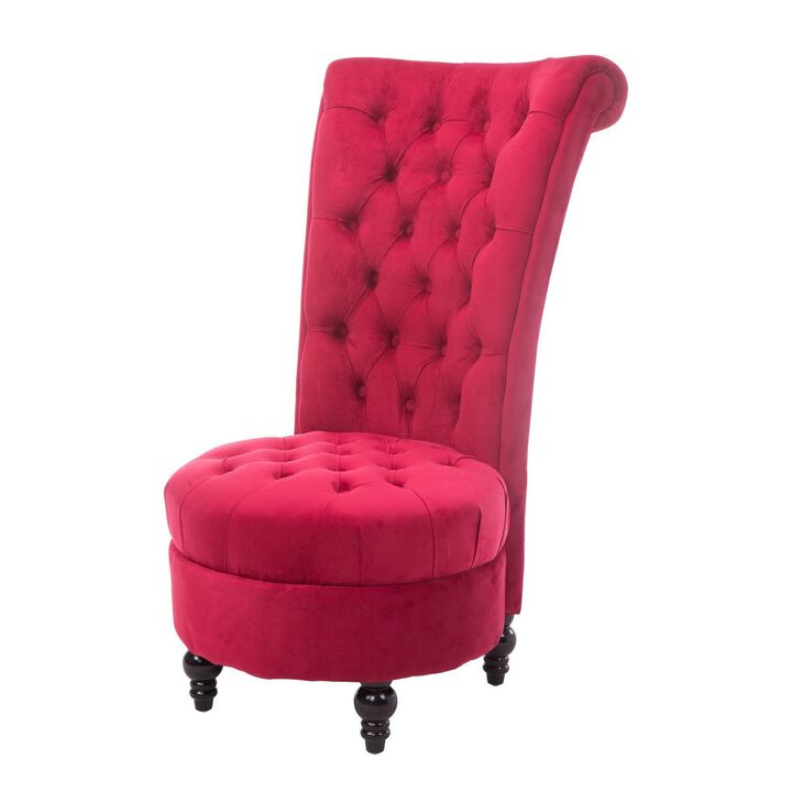Tufted High Back Plush Velvet Upholstered Accent Chair For Living Room