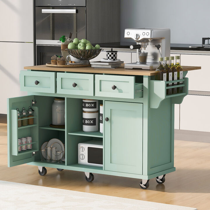 Merax Home Kitchen Island with Drop-Leaf