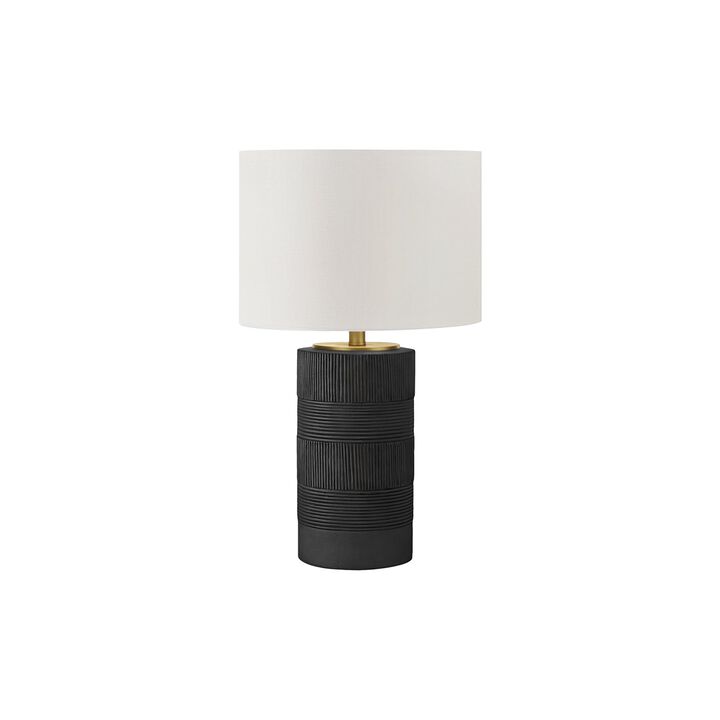 Monarch Specialties I 9619 - Lighting, 24"H, Table Lamp, Black Resin, Ivory / Cream Shade, Contemporary