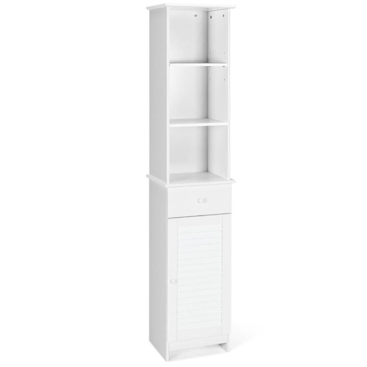 Hivvago Bathroom Tall Freestanding Storage Cabinet with Open Shelves and Drawer-White