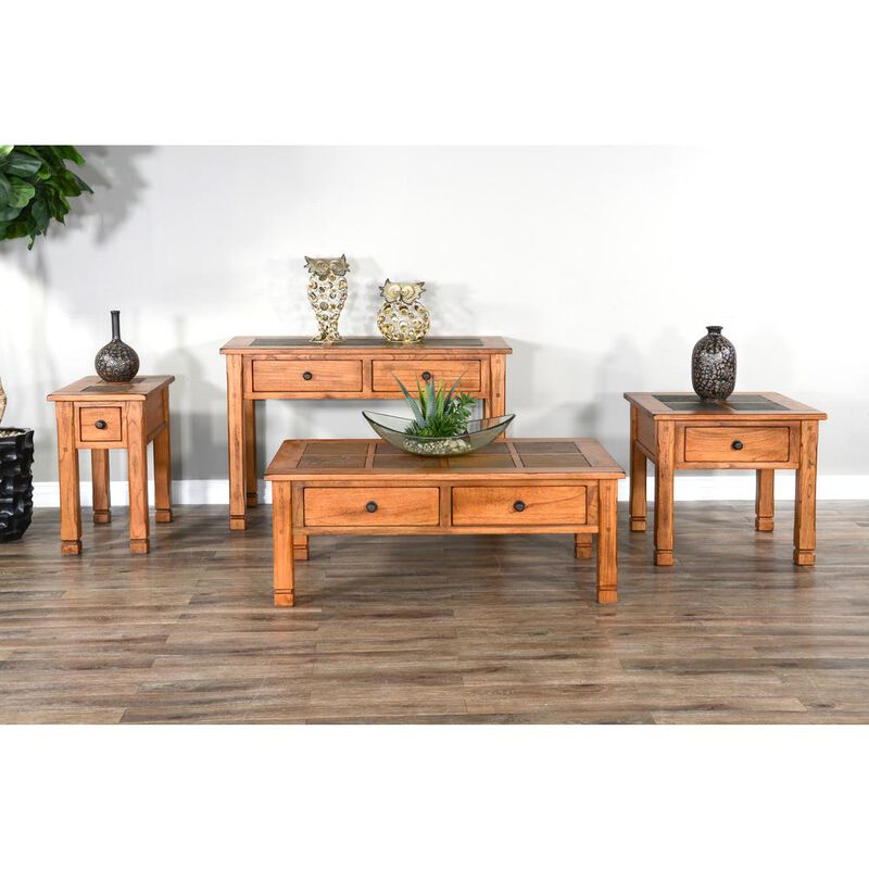 Sunny Designs Sedona 49 Transitional Wood Coffee Table in Rustic Oak