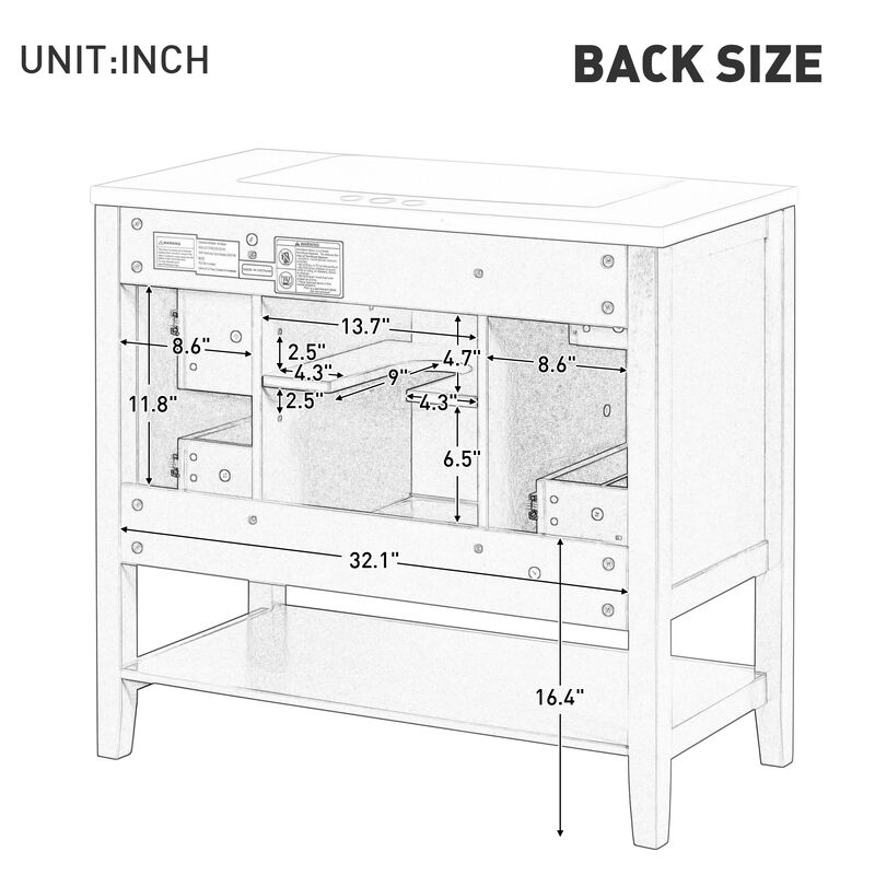 Merax 36" Bathroom Vanity Cabinet Base Only