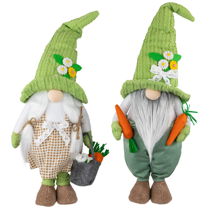 Gardening Gnomes Easter Figurines - 15" - Green and White - Set of 2