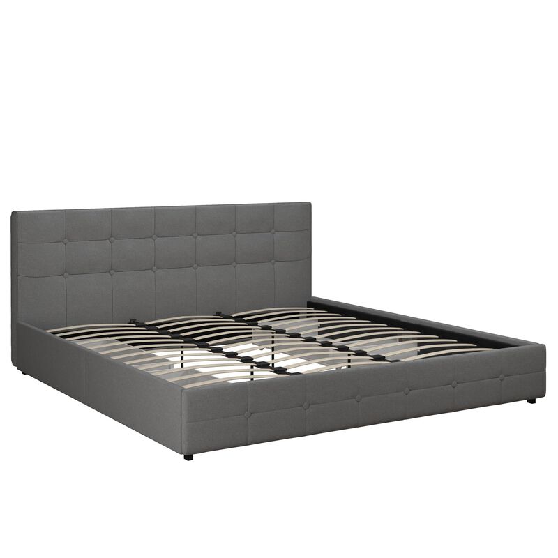 Atwater Living Ryder Gray Linen Upholstered Bed with Storage