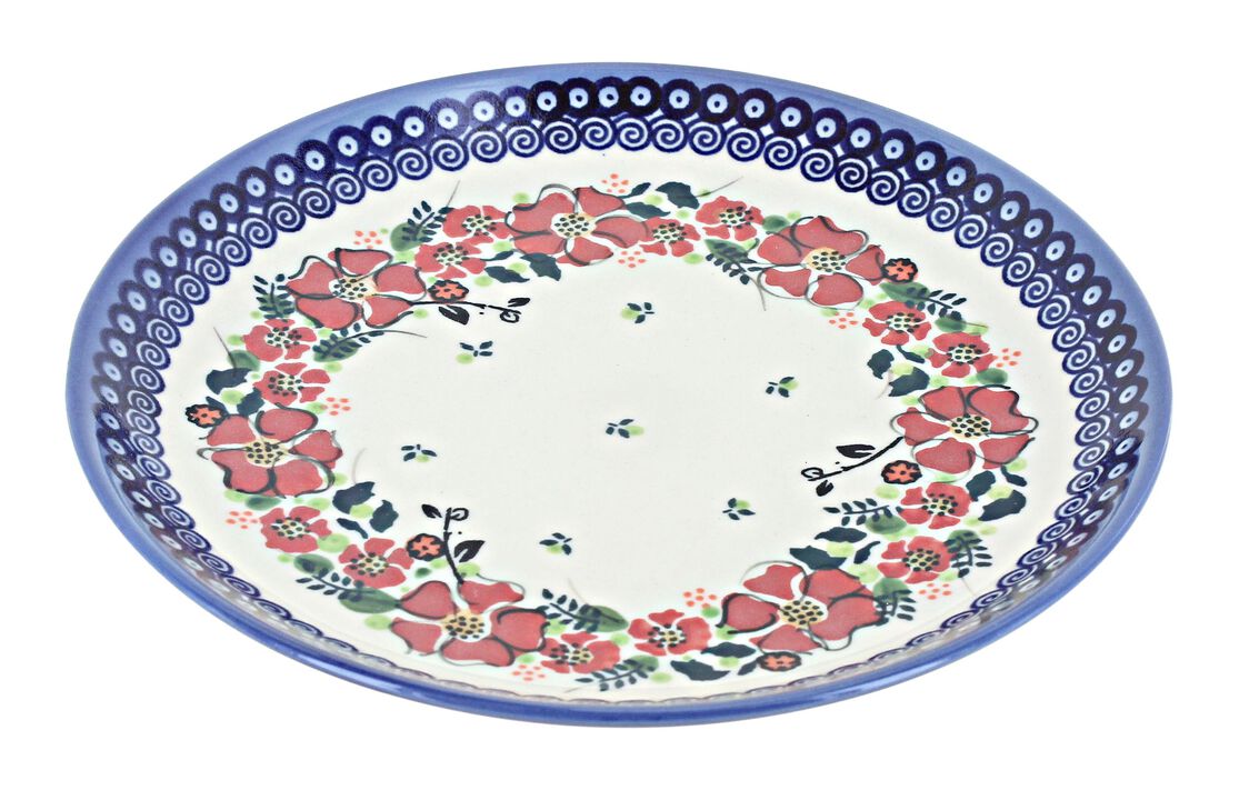 Blue Rose Polish Pottery Enchanted Garden Dessert Plate