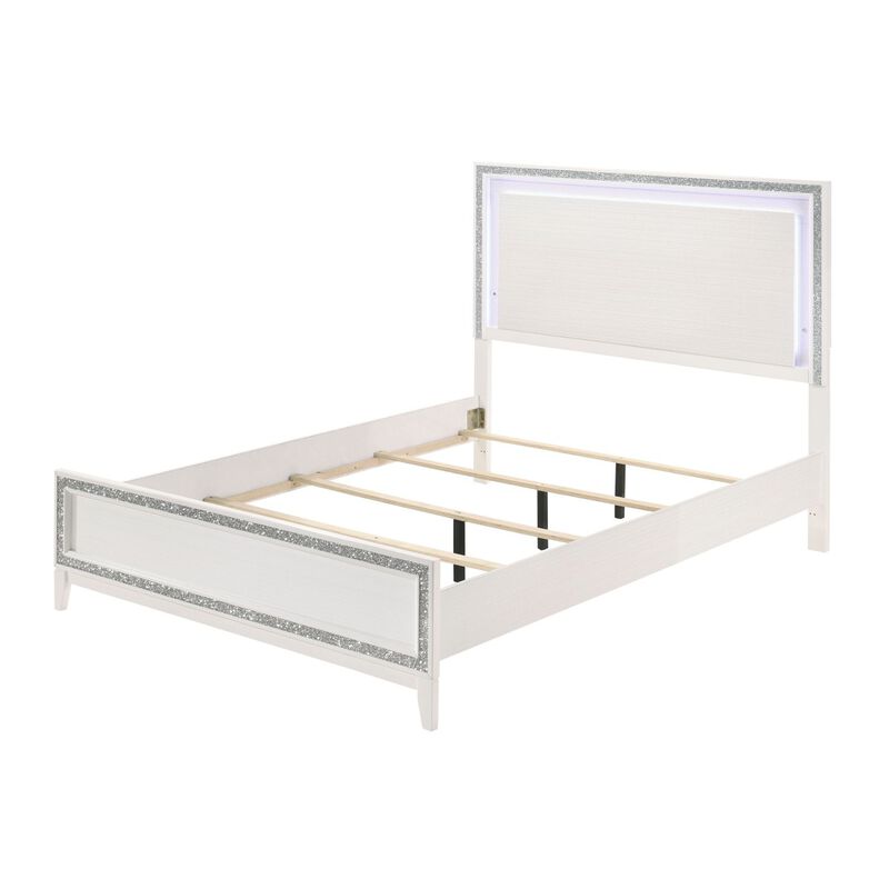 Haiden Eastern King Bed, LED & White Finish