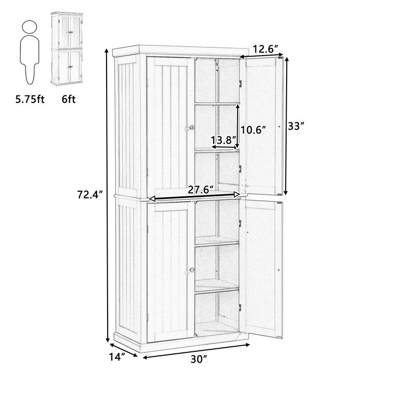 Freestanding Tall Kitchen Pantry Storage Cabinet