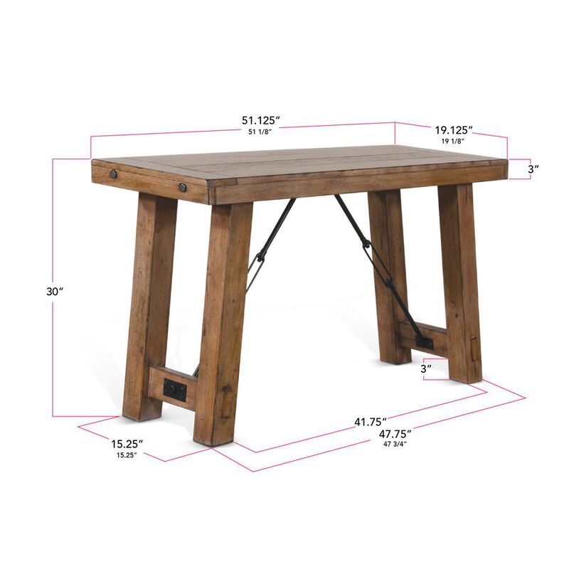 Sunny Designs Doe Valley 51 Mahogany Wood Sofa/Console Table in Taupe Brown