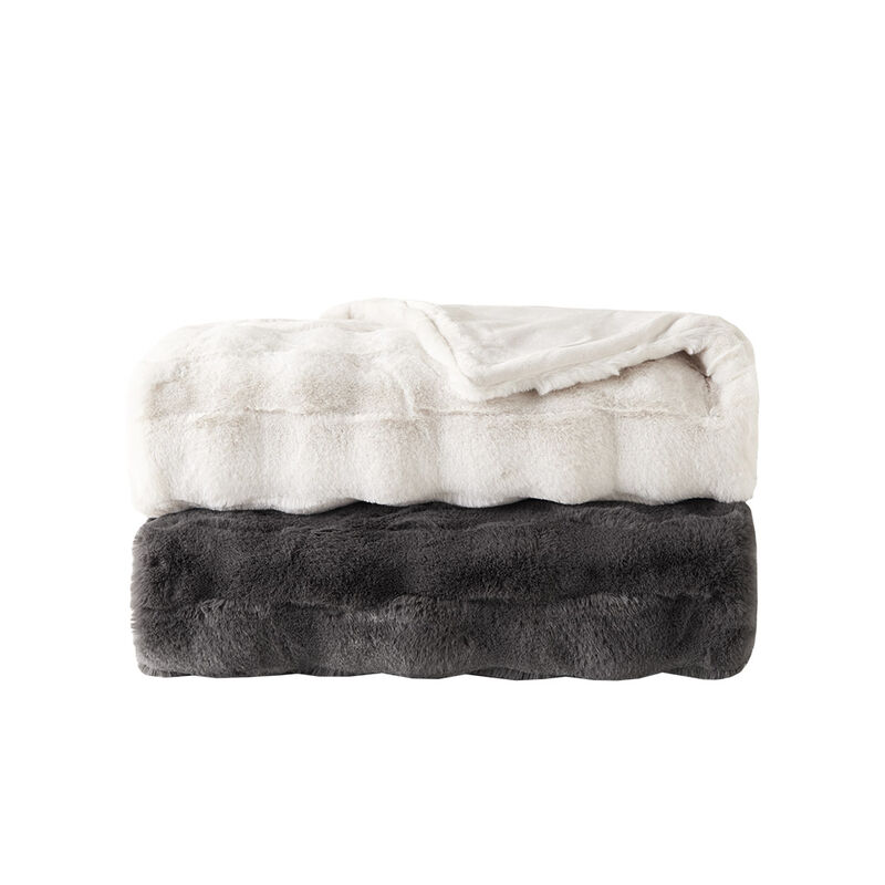 Gracie Mills Barry Faux Fur Basket Weave Throw