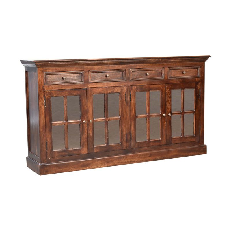 Light Walnut Solid Wood Glazed Sideboard