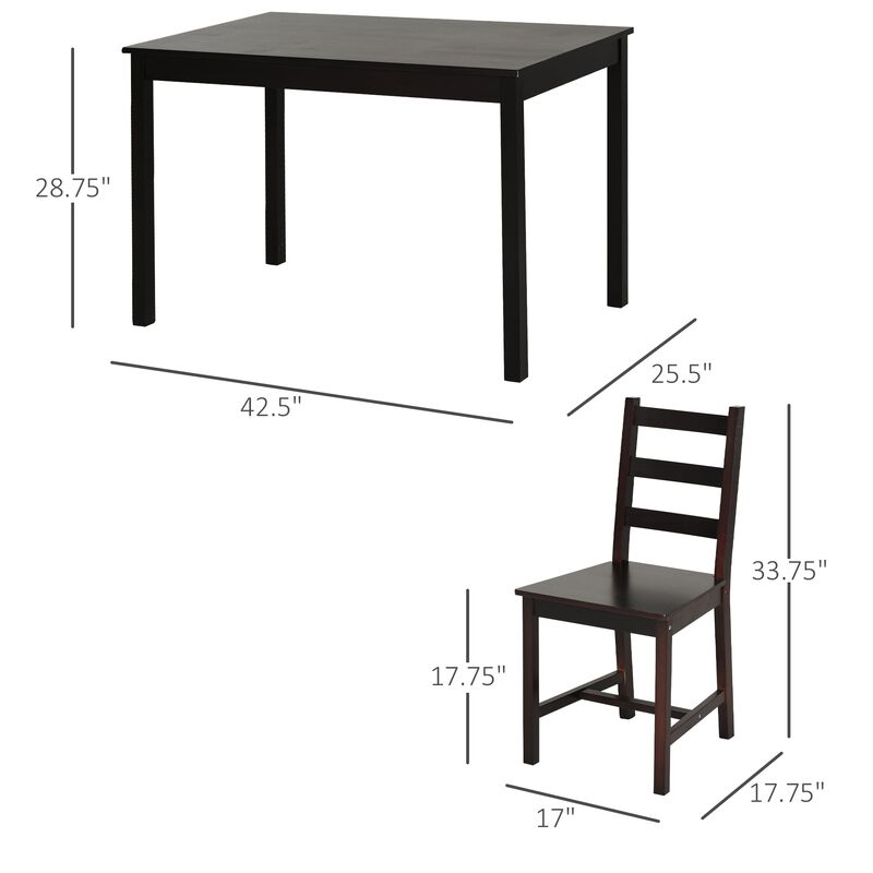 Cozy Dining Ensemble: 5-Piece Chestnut Wood Kitchen Table and Chairs Set