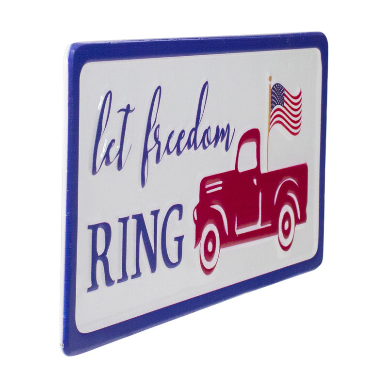 12" Metal Patriotic "Let Freedom RING" Sign with a Flag Wall Decor