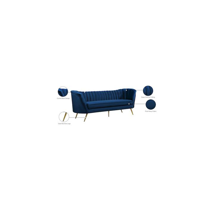 Meridian Furniture Margo Navy Velvet Sofa