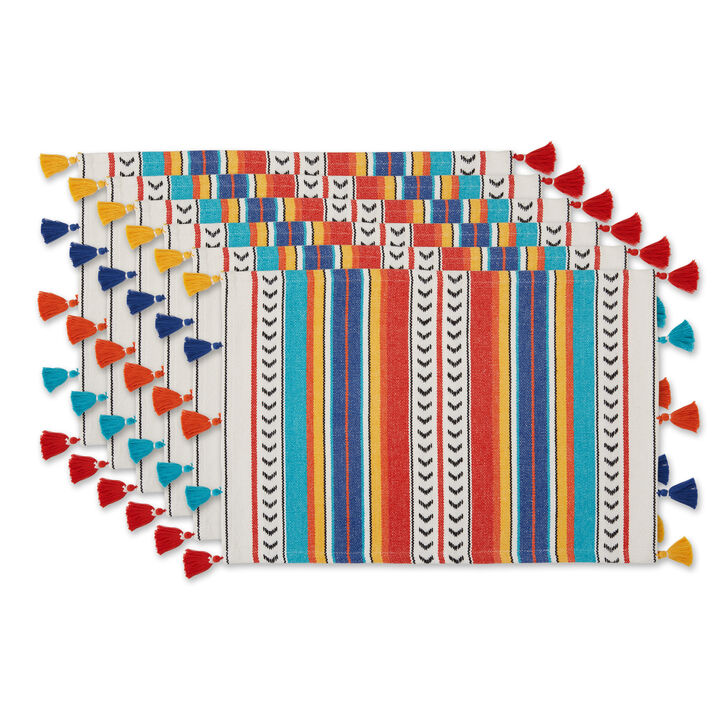 Set of 6 Blue and Orange Picante Stripe Placemat  19"
