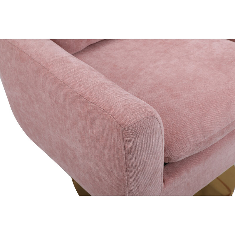 Classic Mid-Century 360-degree Swivel Accent Chair, Pink Linen