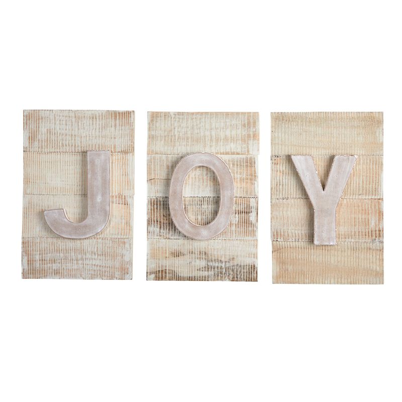 Nearly Natural 15-in Rustic �JOY-in Wall Art