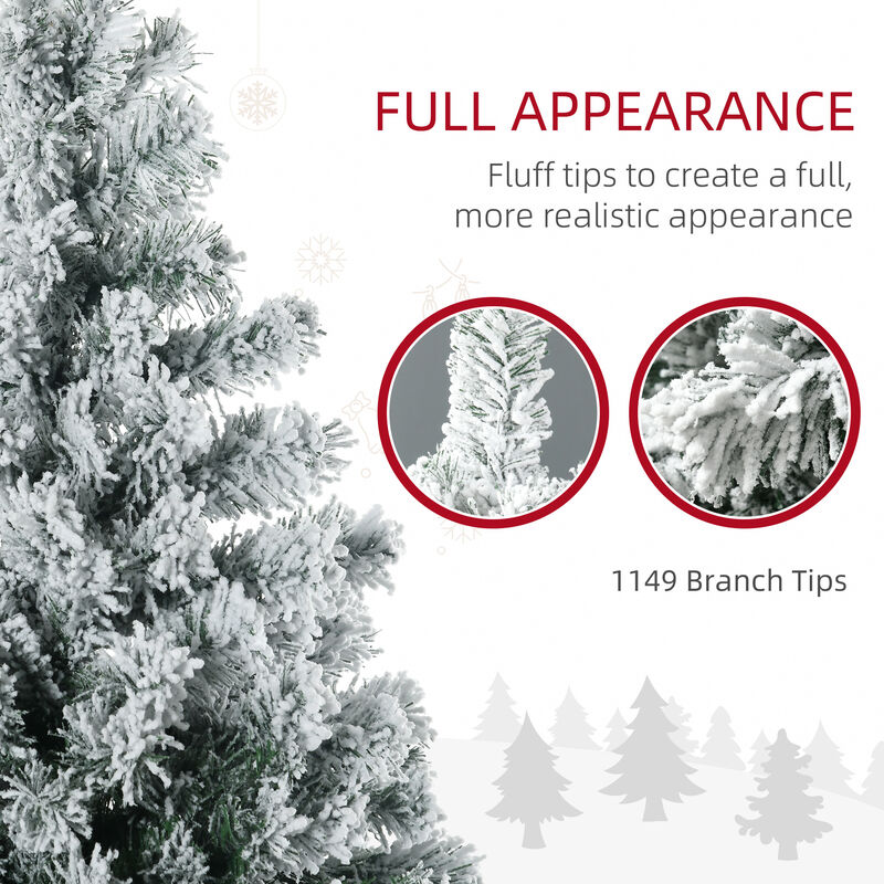 7.5ft Prelit Pencil Artificial Christmas Tree with Snow Flocked Branches Lights