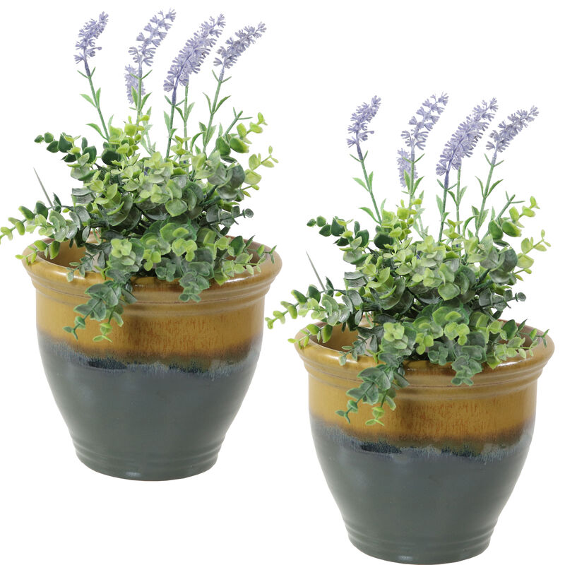 Sunnydaze Studio Glaze Ceramic Planter  - Set of 2