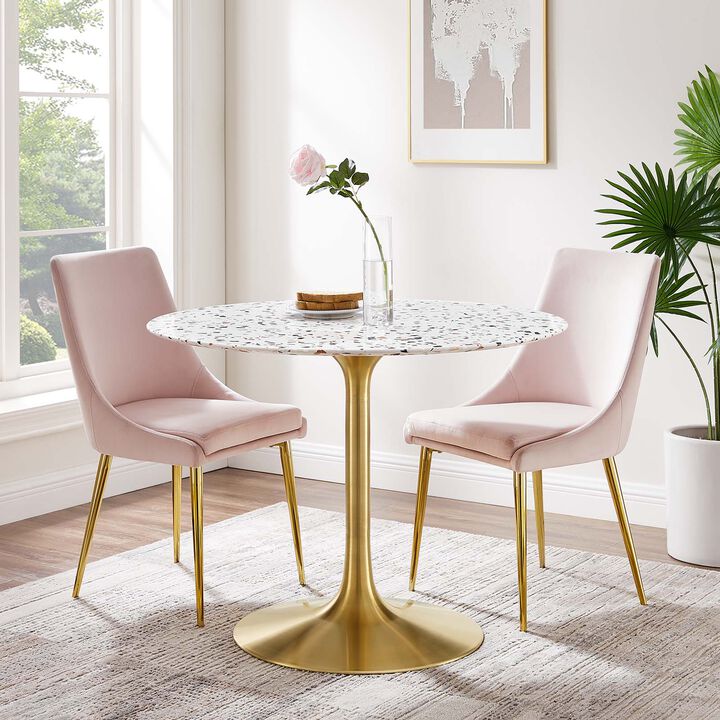 Modway - Lippa 40" Round Terrazzo Dining Table Gold White