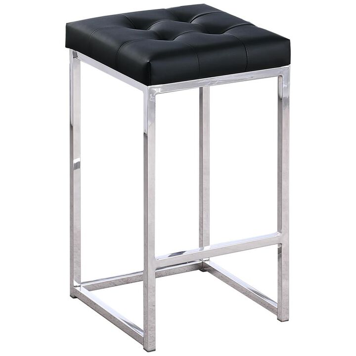 Jersey Faux Leather Counter Height Stool in Silver (Set of 2)