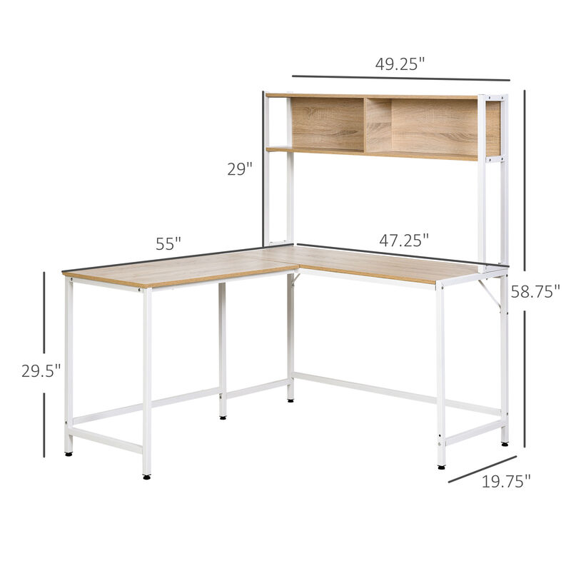 Computer Desk w/ Hutch L-Shape Corner Table PC Laptop Desk Workstation