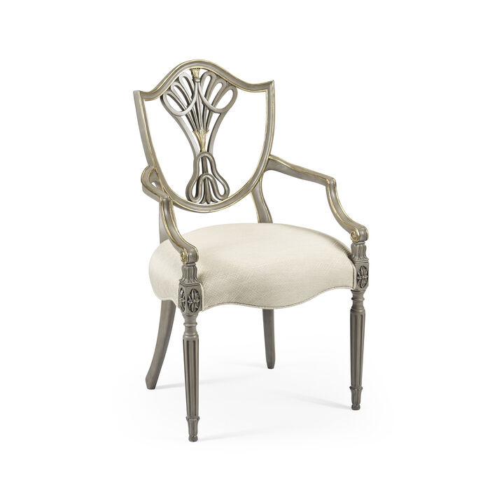 Grey & Gilded Dining Armchair