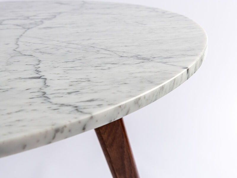 Avella 31" Round Italian Carrara White Marble Dining Table with Legs