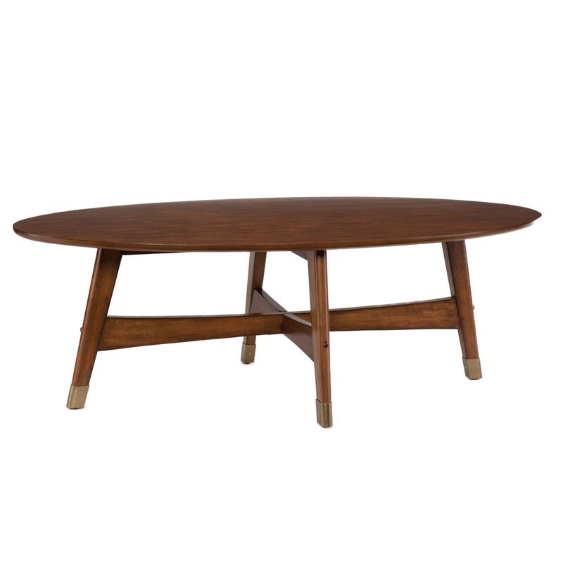 Homezia 52" Brown Solid Wood And Metal Rectangular Coffee Table