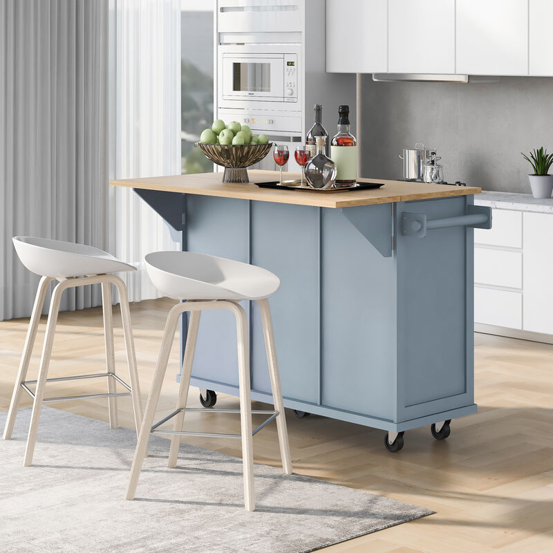 Merax Kitchen Cart on 5 Wheels with Storage Cabinet