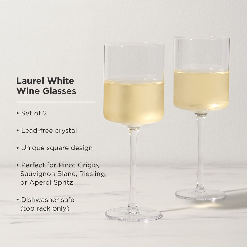 Laurel Crystal White Wine Glasses Set of 2