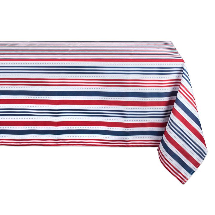 Red and Blue Patriotic Striped Rectangular Tablecloth 60� x 84�
