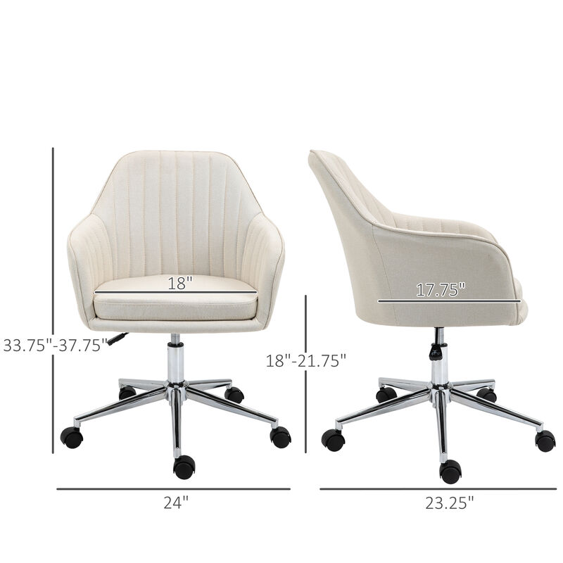 Leisure PC Workstation Chair with Linen Cover, Sponge Padded Cushion, and Wheels