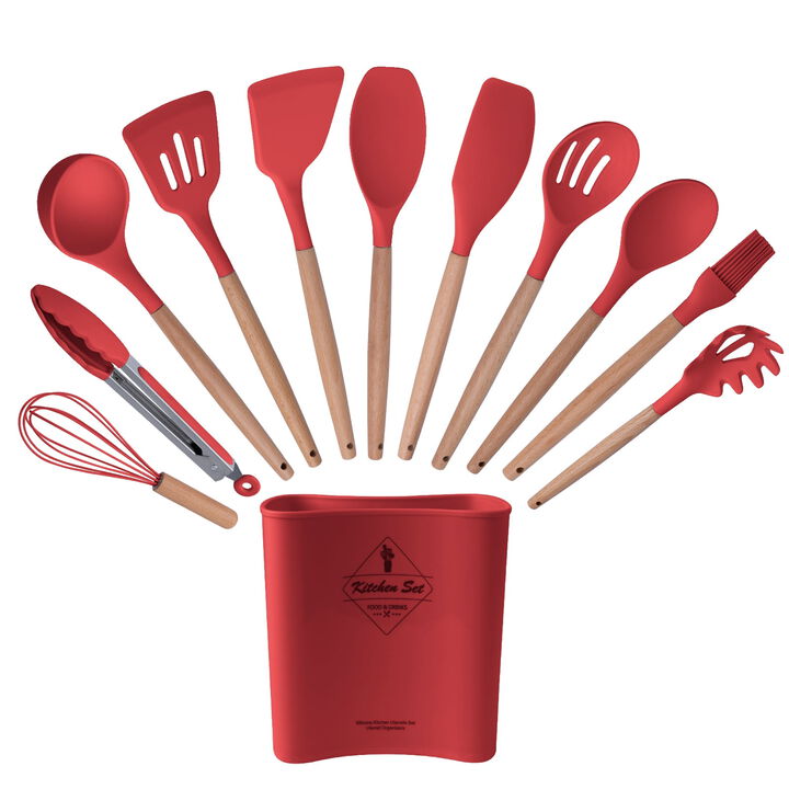 12-Piece Silicone Kitchen Utensils Set(Off White)