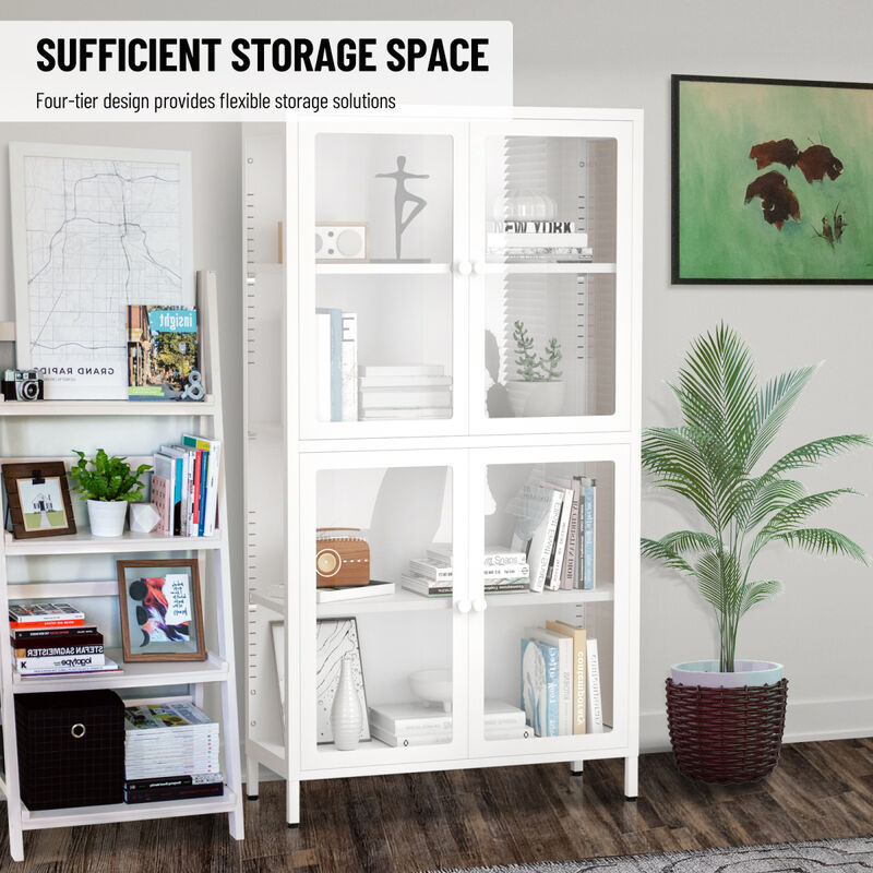 White Steel Storage Cabinet with Adjustable Shelves