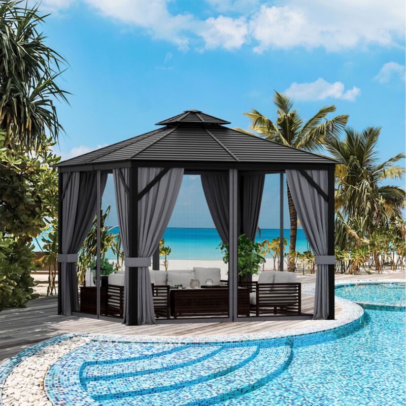 Double-Top Hardtop Gazebo with Galvanized Steel Roof