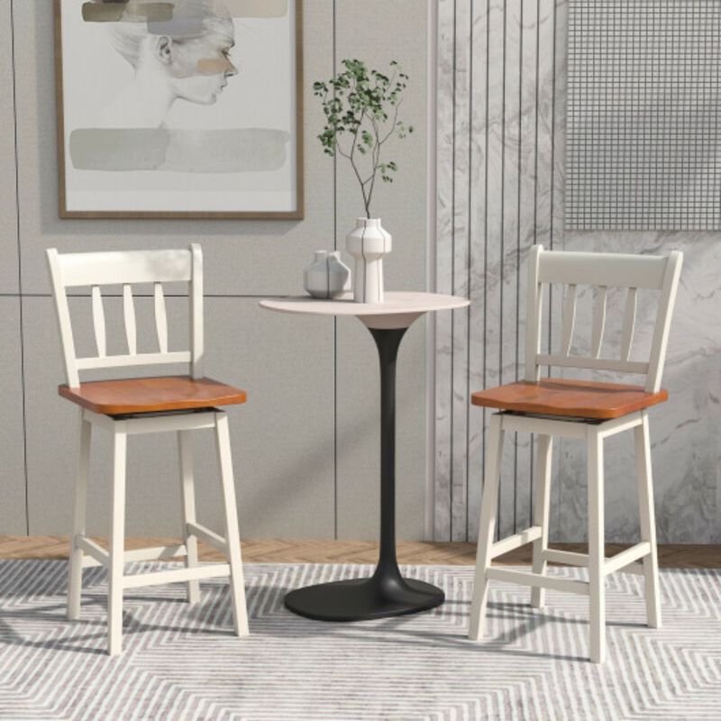 Set of 2 Swivel Bar Stools with 360� Swiveling