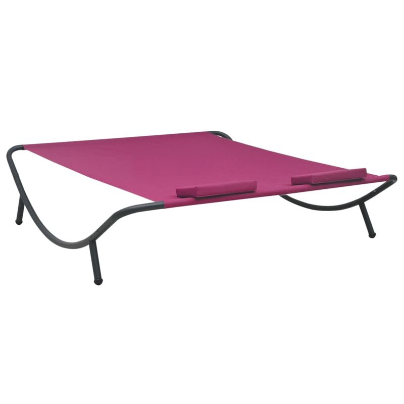 vidaXL Lounge Bed - All-Weather Outdoor Lounge Bed in Vibrant Pink - Weather-Resistant Oxford Fabric with Sturdy Steel Frame - Ideal for Patio, Beach, or Garden Use