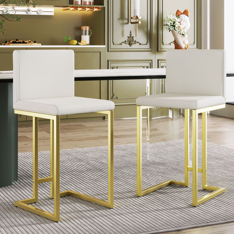 Merax Mid-Century Modern Gold Counter Height Bar Stools with Back 