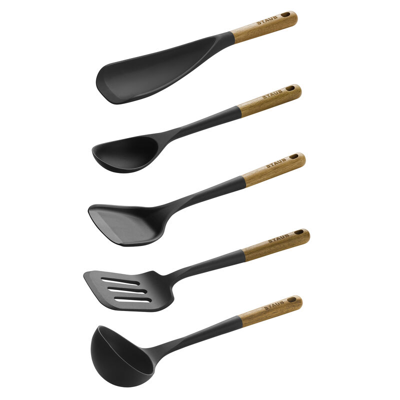 Staub Silicone with Wood Handle 5-pc Cooking Utensil Set