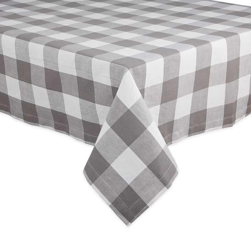 52" Gray and White Checkered Tablecloth