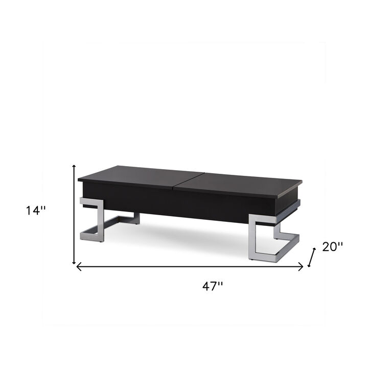 Modern Iron Lift Top Coffee Table with Convenient Storage Shelf