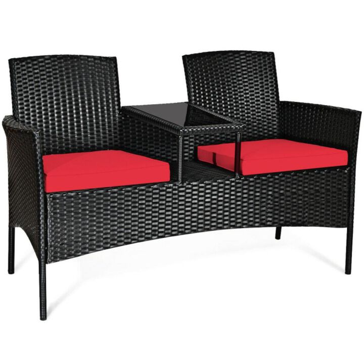 Hivvago Wicker Patio Conversation Furniture Set with Removable Cushions and Table