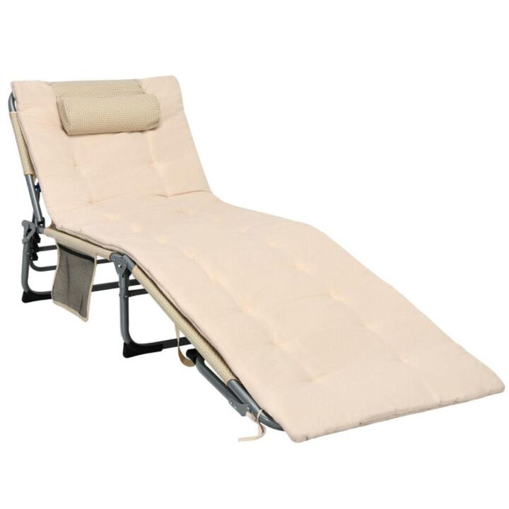 Hivvago 4-Fold Oversize Padded Folding Lounge Chair with Removable Soft Mattress