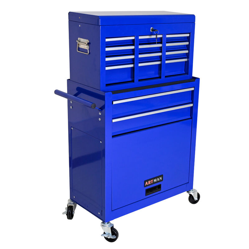 High Capacity Rolling Tool Chest with Wheels and Drawers, 8-Drawer Tool Storage Cabinet-BLUE