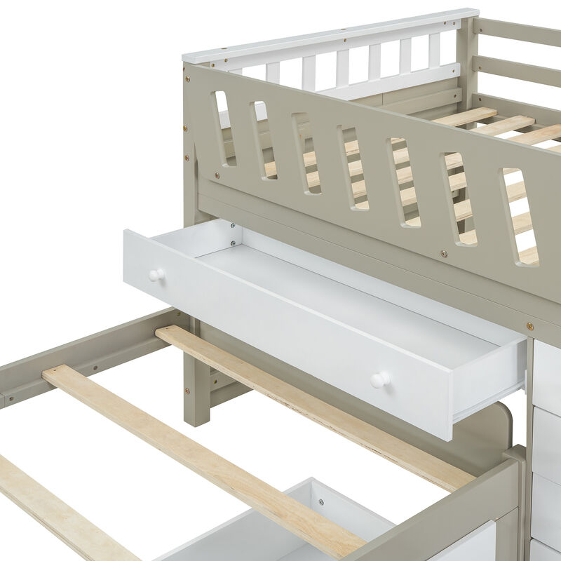 Merax L-shaped Loft Bed  with Platform Bed