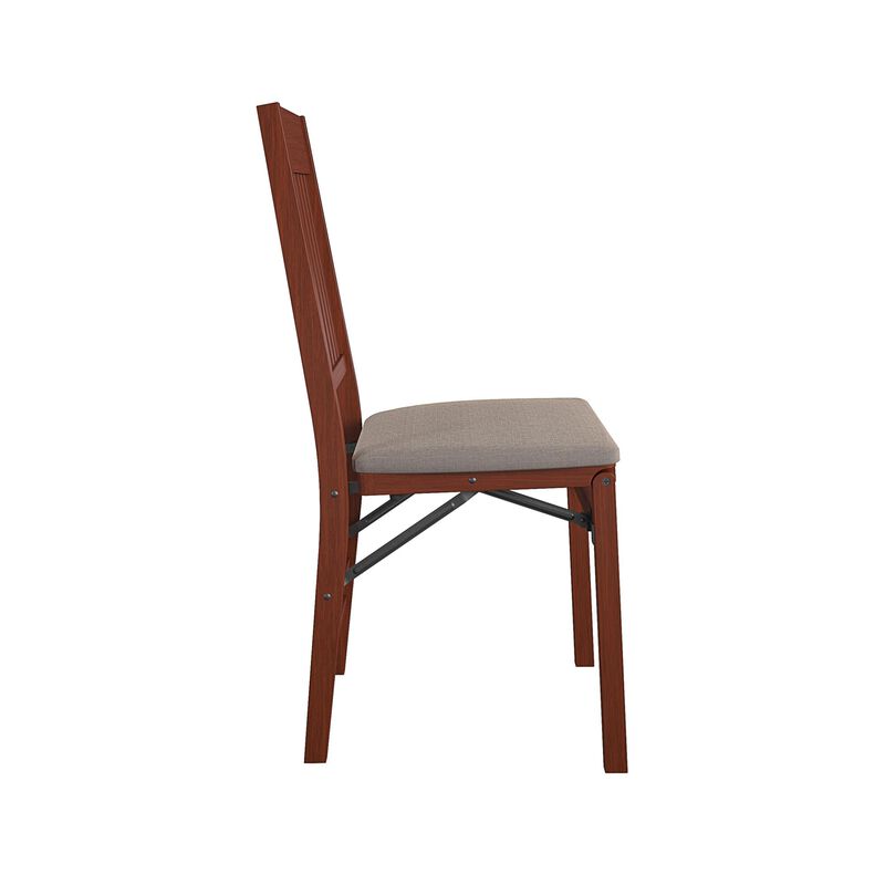 Mission Back Solid Wood Folding Chair with Fabric Padded Seat