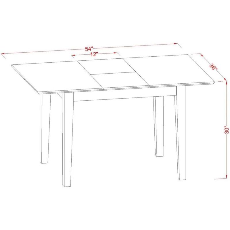 5 Piece Kitchen Table Set Contains a Rectangle Dining Table with Butterfly Leaf