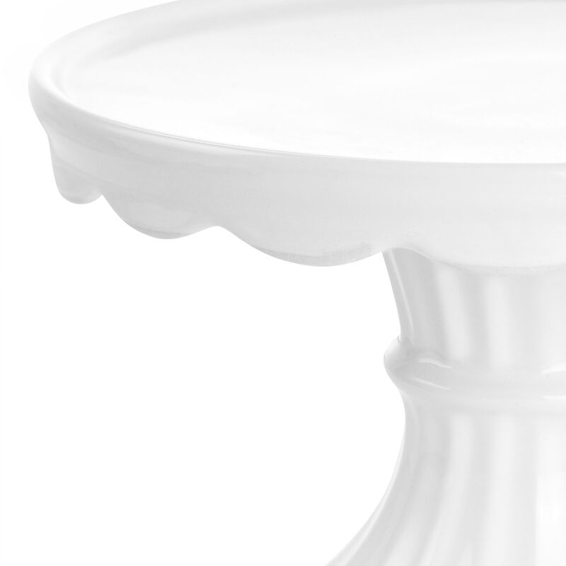 Martha Stewart Elevated 8 Inch Small Stoneware Cake Stand in White